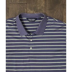 Vtg Ralph Lauren Polo Golf Shirt Purple Striped Mens‎ Size 2XL Short Sleeve